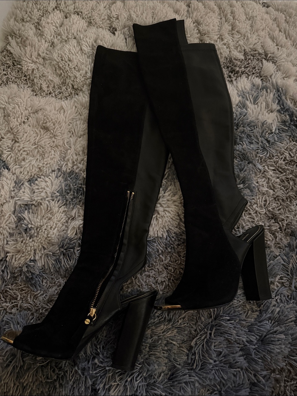 Rachel Zoe Black Over-the-Knee Heeled Boots 7
